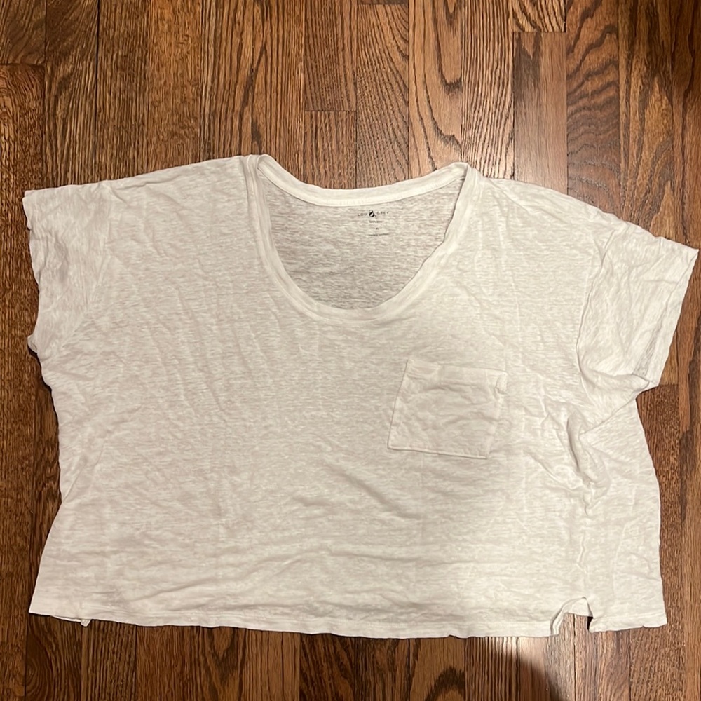 Lou & Grey Linen White Oversized Crop Top